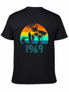 1969 Surf Girl At Sunset Teal Lightweight Cotton T-Shirt – Daily Comfort Graphic Shirt