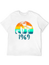 1969 Surf Girl At Sunset Teal Lightweight Cotton T-Shirt – Daily Comfort Graphic Shirt