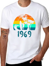 1969 Surf Girl At Sunset Teal Lightweight Cotton T-Shirt – Daily Comfort Graphic Shirt