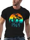 1969 Surf Girl At Sunset Teal Lightweight Cotton T-Shirt – Daily Comfort Graphic Shirt