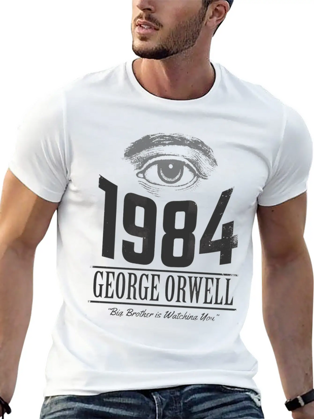1984 Cover Tribute Lightly Distressed Lightweight Cotton T-Shirt – Daily Comfort Graphic Shirt