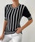 Striped Round Neck Half Sleeve Knit Top