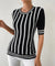 Striped Round Neck Half Sleeve Knit Top