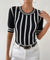 Striped Round Neck Half Sleeve Knit Top