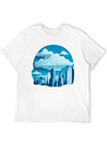 A Cityscape Made Of Clouds. Lightweight Cotton T-Shirt – Daily Comfort Graphic Shirt