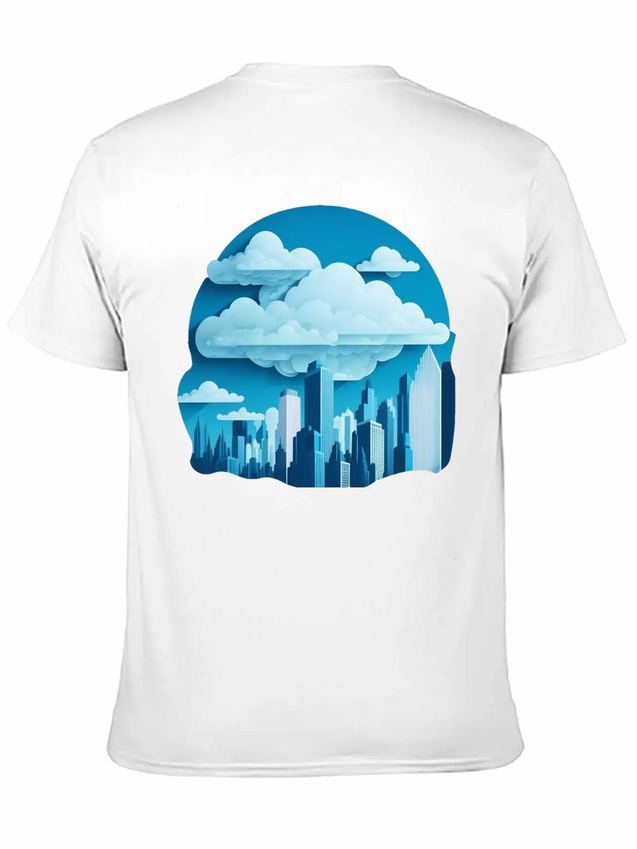 A Cityscape Made Of Clouds. Lightweight Cotton T-Shirt – Daily Comfort Graphic Shirt