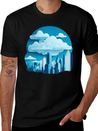 A Cityscape Made Of Clouds. Lightweight Cotton T-Shirt – Daily Comfort Graphic Shirt