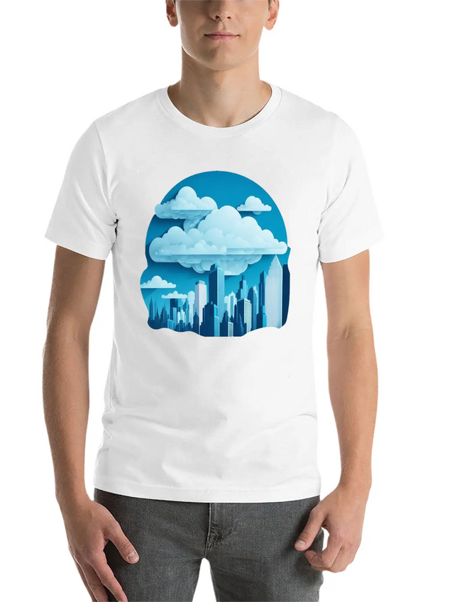 A Cityscape Made Of Clouds. Lightweight Cotton T-Shirt – Daily Comfort Graphic Shirt