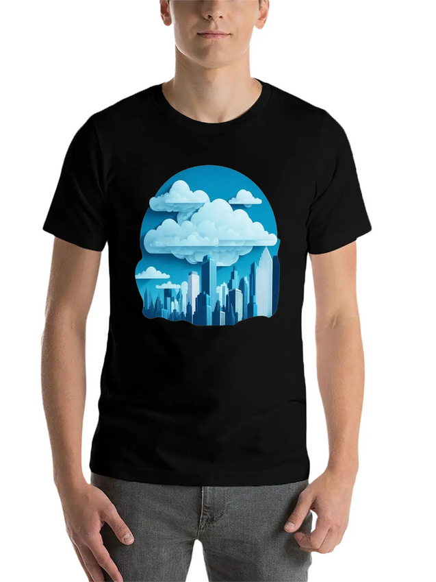 A Cityscape Made Of Clouds. Lightweight Cotton T-Shirt – Daily Comfort Graphic Shirt
