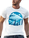 A Cityscape Made Of Clouds. Lightweight Cotton T-Shirt – Daily Comfort Graphic Shirt