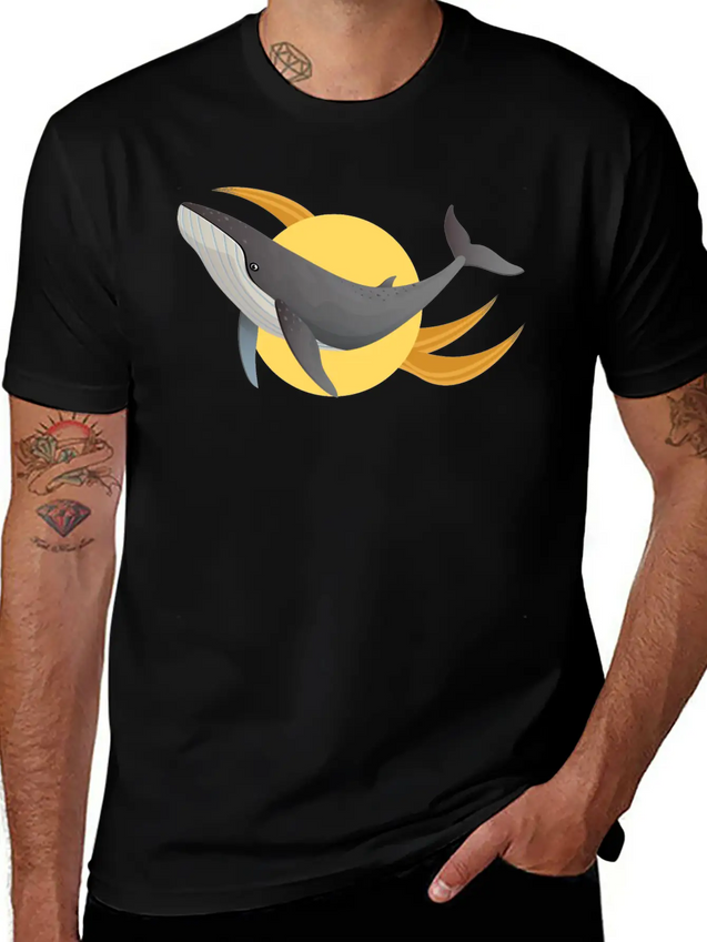A Distinctive Whale With A Modern Design Lightweight Cotton T-Shirt – Daily Comfort Graphic Shirt