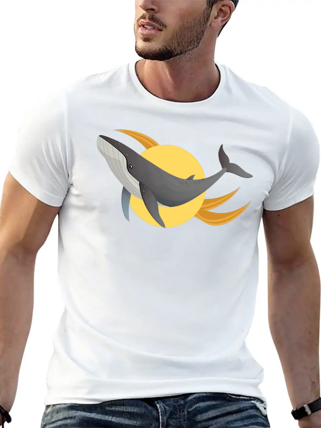 A Distinctive Whale With A Modern Design Lightweight Cotton T-Shirt – Daily Comfort Graphic Shirt