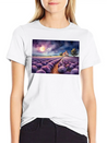 A Path Through A Field Of Lavender In Watercolor Lightweight Cotton T-Shirt – Daily Comfort Graphic Shirt