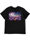 A Path Through A Field Of Lavender In Watercolor Lightweight Cotton T-Shirt – Daily Comfort Graphic Shirt