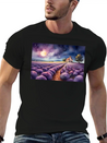 A Path Through A Field Of Lavender In Watercolor Lightweight Cotton T-Shirt – Daily Comfort Graphic Shirt