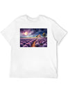 A Path Through A Field Of Lavender In Watercolor Lightweight Cotton T-Shirt – Daily Comfort Graphic Shirt