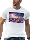 A Path Through A Field Of Lavender In Watercolor Lightweight Cotton T-Shirt – Daily Comfort Graphic Shirt