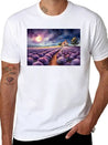 A Path Through A Field Of Lavender In Watercolor Lightweight Cotton T-Shirt – Daily Comfort Graphic Shirt