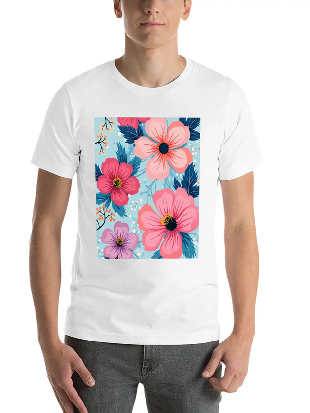 A Vibrant And Modern Graphic Floral Design Feat Lightweight Cotton T-Shirt – Daily Comfort Graphic Shirt