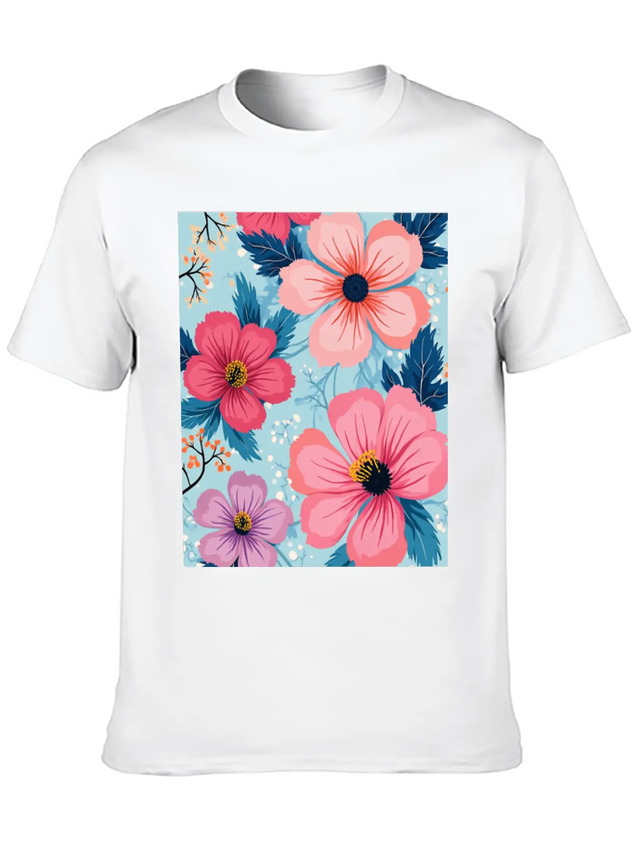 A Vibrant And Modern Graphic Floral Design Feat Lightweight Cotton T-Shirt – Daily Comfort Graphic Shirt