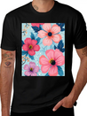 A Vibrant And Modern Graphic Floral Design Feat Lightweight Cotton T-Shirt – Daily Comfort Graphic Shirt