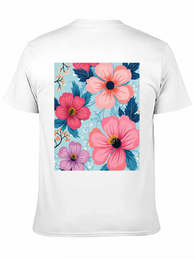 A Vibrant And Modern Graphic Floral Design Feat Lightweight Cotton T-Shirt – Daily Comfort Graphic Shirt