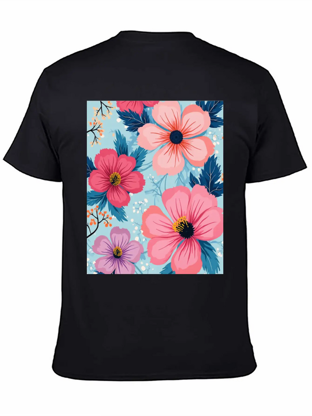 A Vibrant And Modern Graphic Floral Design Feat Lightweight Cotton T-Shirt – Daily Comfort Graphic Shirt