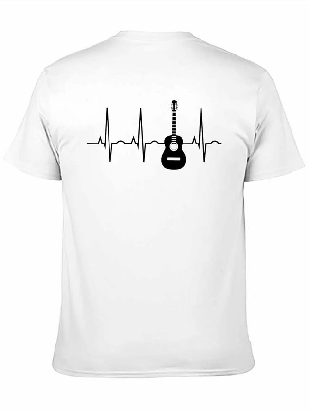 Acoustic Guitar Heartbea Guitar Musician Christmas Lightweight Cotton T-Shirt – Daily Comfort Graphic Shirt