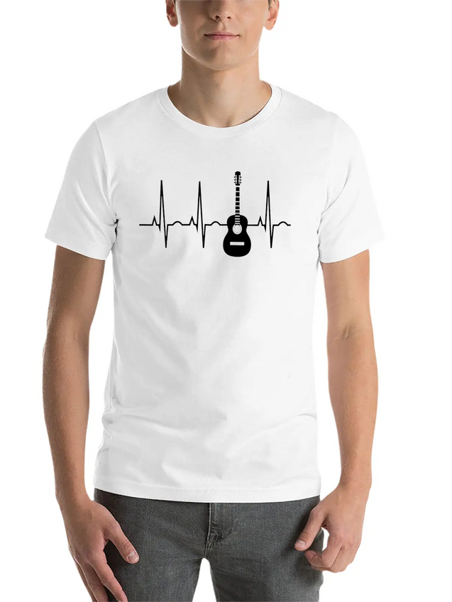 Acoustic Guitar Heartbea Guitar Musician Christmas Lightweight Cotton T-Shirt – Daily Comfort Graphic Shirt