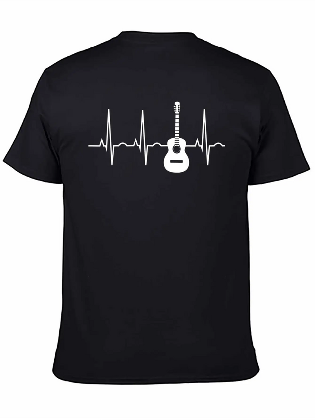 Acoustic Guitar Heartbea Guitar Musician Christmas Lightweight Cotton T-Shirt – Daily Comfort Graphic Shirt