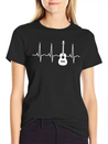 Acoustic Guitar Heartbea Guitar Musician Christmas Lightweight Cotton T-Shirt – Daily Comfort Graphic Shirt