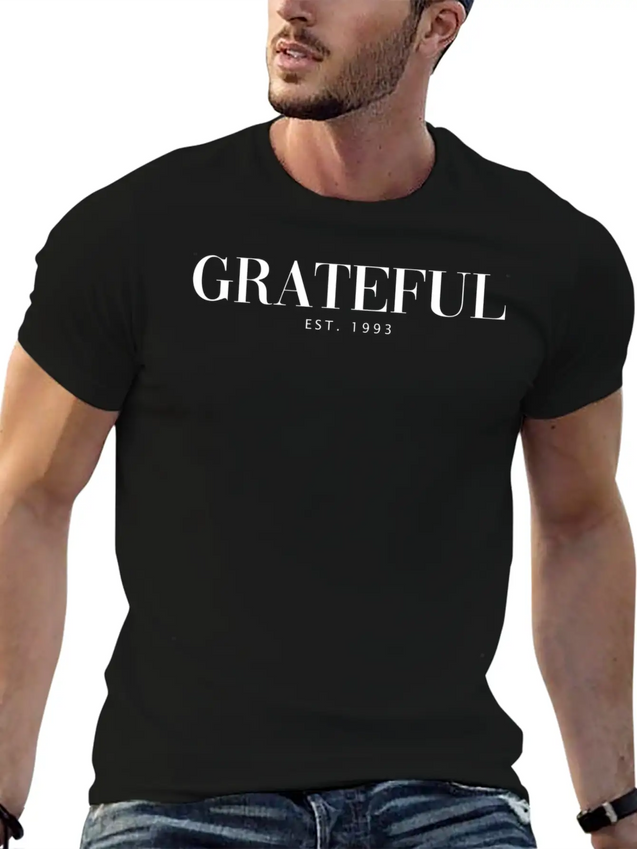 Add To Cart Grateful Letter Lightweight Cotton T-Shirt – Daily Comfort Graphic Shirt