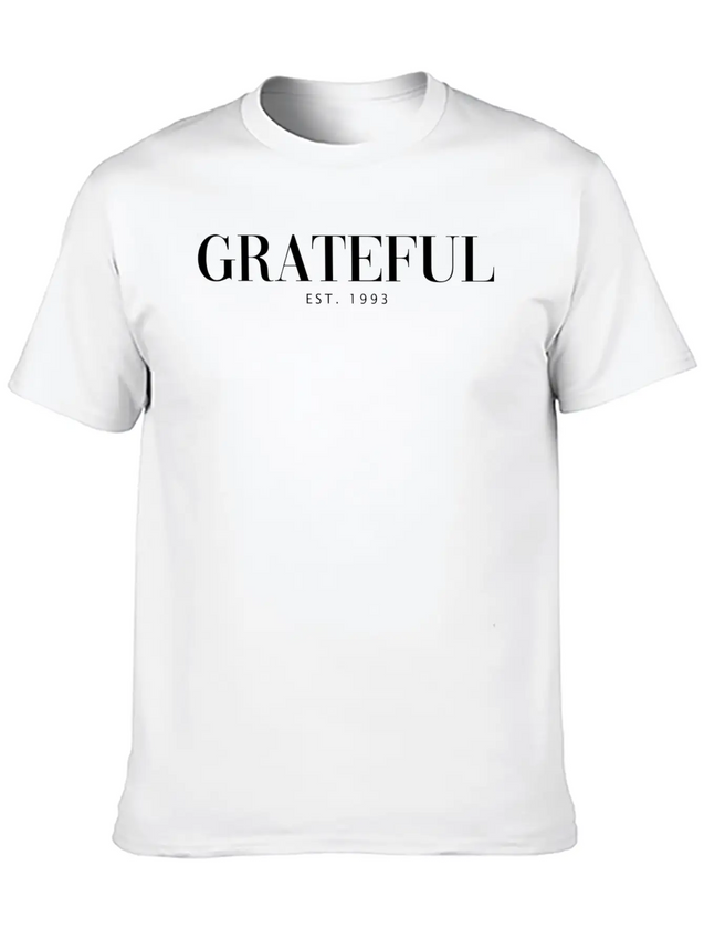 Add To Cart Grateful Letter Lightweight Cotton T-Shirt – Daily Comfort Graphic Shirt