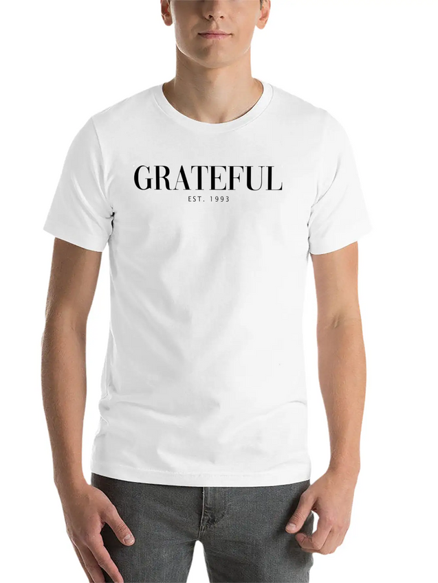 Add To Cart Grateful Letter Lightweight Cotton T-Shirt – Daily Comfort Graphic Shirt
