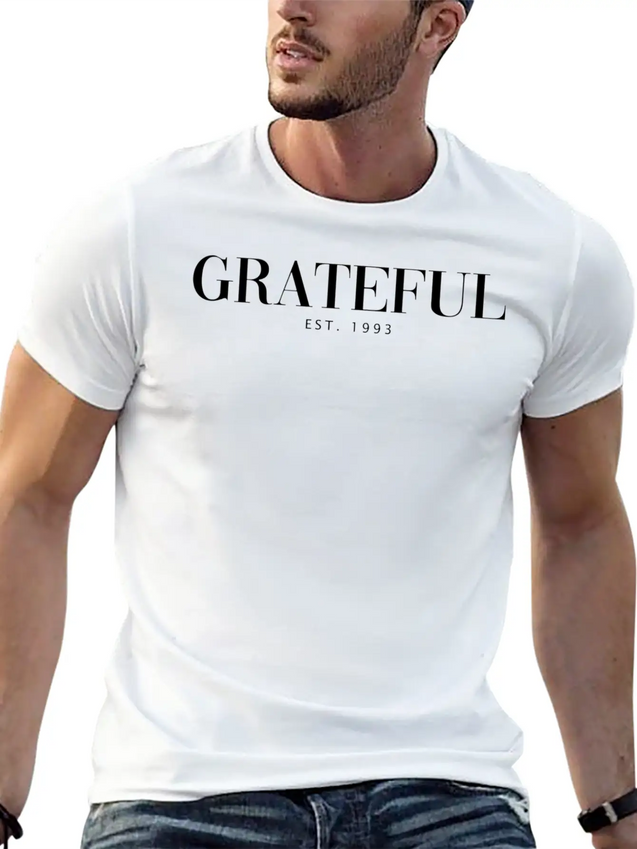 Add To Cart Grateful Letter Lightweight Cotton T-Shirt – Daily Comfort Graphic Shirt