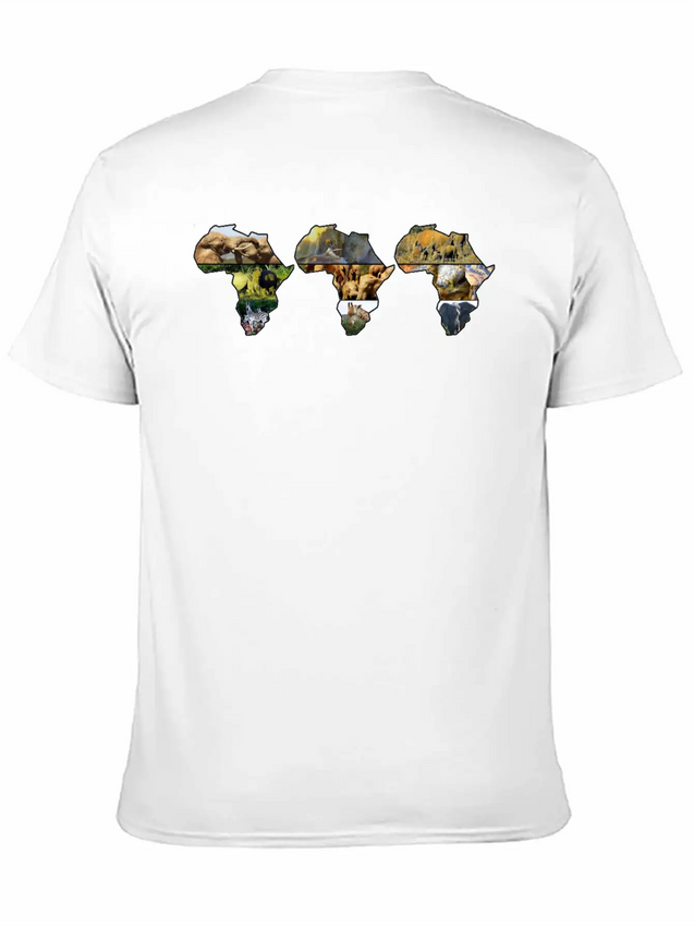 Africa Wildlife Continent Collage Trio Lightweight Cotton T-Shirt – Daily Comfort Graphic Shirt