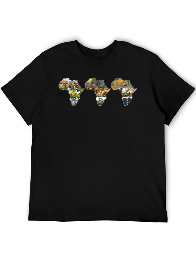 Africa Wildlife Continent Collage Trio Lightweight Cotton T-Shirt – Daily Comfort Graphic Shirt