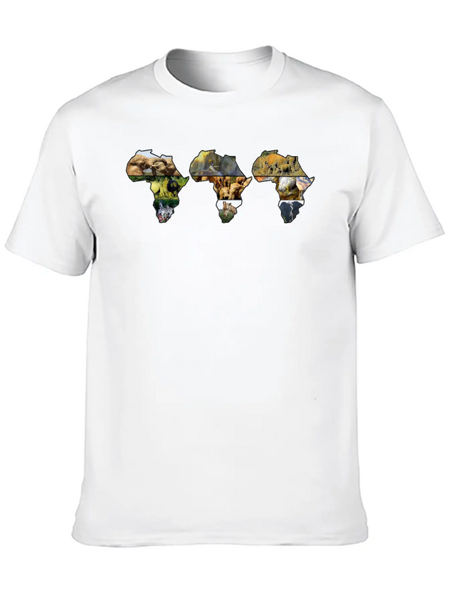 Africa Wildlife Continent Collage Trio Lightweight Cotton T-Shirt – Daily Comfort Graphic Shirt