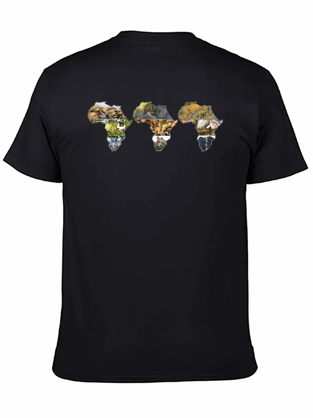 Africa Wildlife Continent Collage Trio Lightweight Cotton T-Shirt – Daily Comfort Graphic Shirt