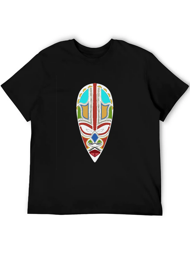 African Tribal Mask Lightweight Cotton T-Shirt – Daily Comfort Graphic Shirt