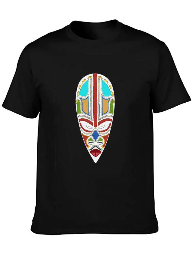 African Tribal Mask Lightweight Cotton T-Shirt – Daily Comfort Graphic Shirt