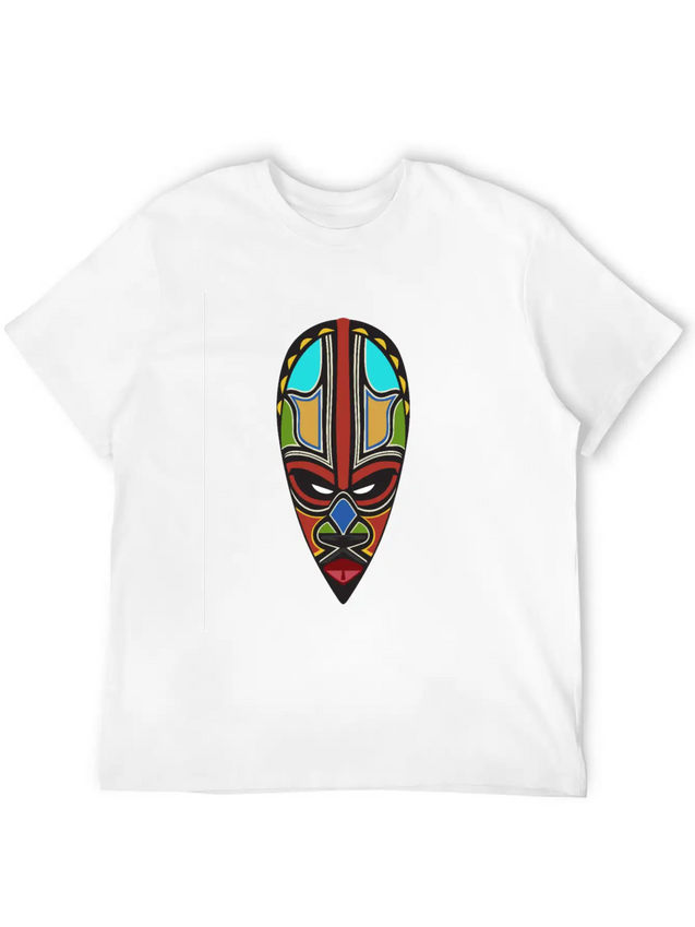 African Tribal Mask Lightweight Cotton T-Shirt – Daily Comfort Graphic Shirt