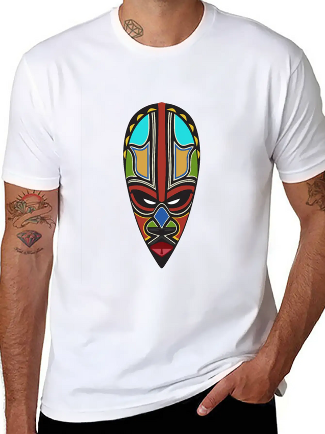 African Tribal Mask Lightweight Cotton T-Shirt – Daily Comfort Graphic Shirt
