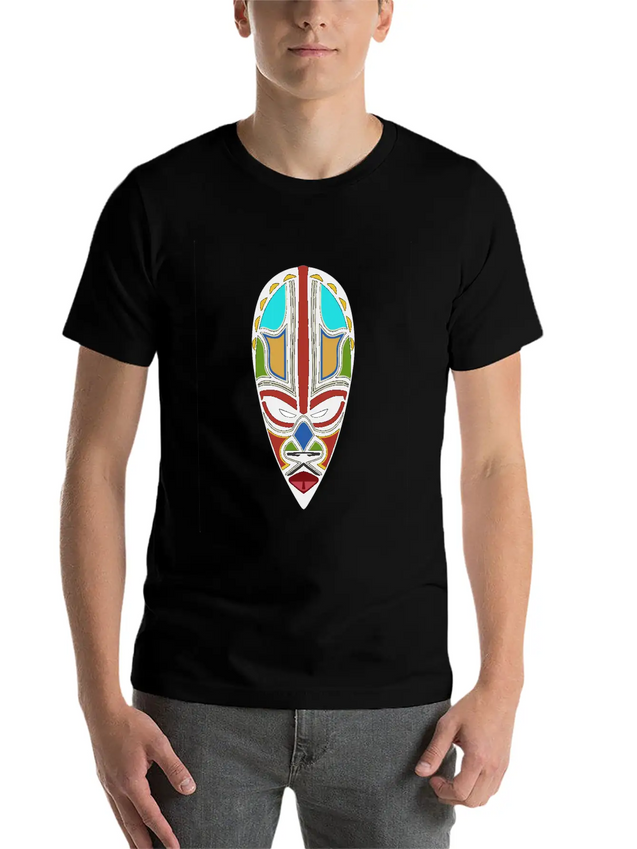 African Tribal Mask Lightweight Cotton T-Shirt – Daily Comfort Graphic Shirt