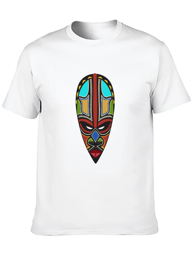 African Tribal Mask Lightweight Cotton T-Shirt – Daily Comfort Graphic Shirt