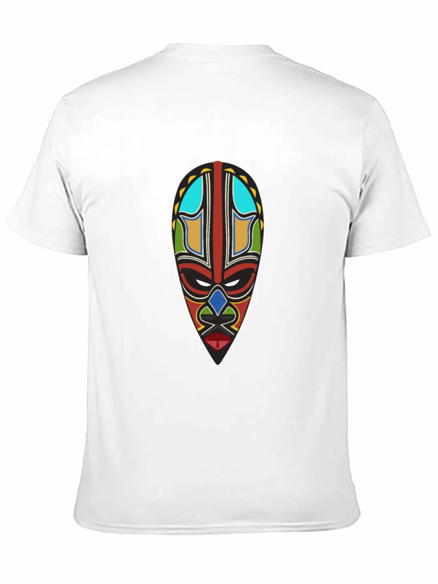 African Tribal Mask Lightweight Cotton T-Shirt – Daily Comfort Graphic Shirt