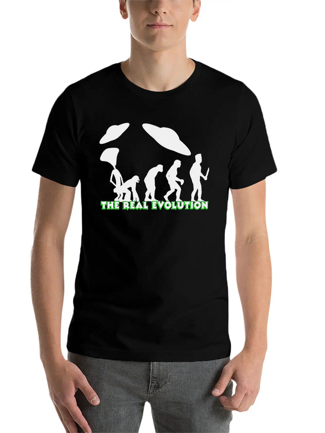 Alien Ufo EVOLUTION The Real Evolution Gift-Idea Lightweight Cotton T-Shirt – Daily Comfort Graphic Shirt