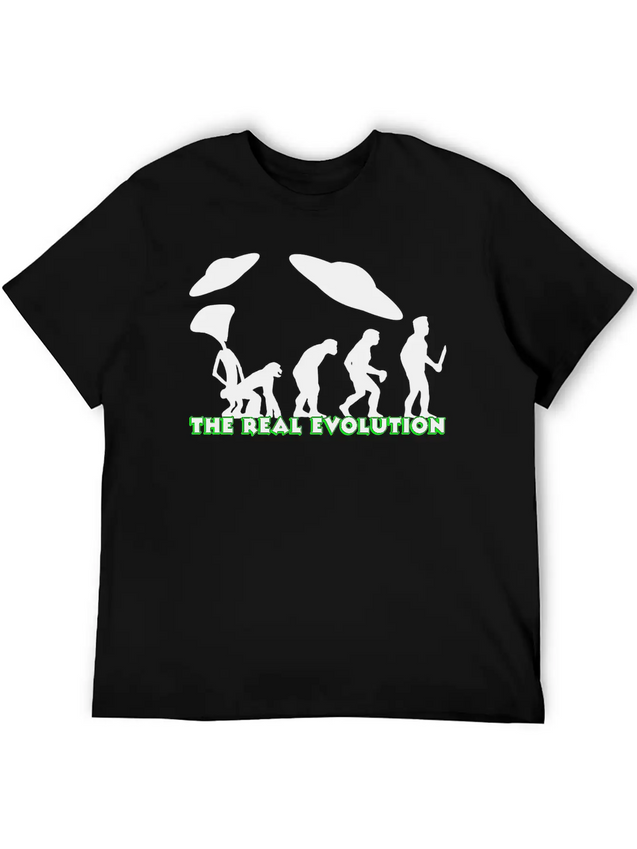 Alien Ufo EVOLUTION The Real Evolution Gift-Idea Lightweight Cotton T-Shirt – Daily Comfort Graphic Shirt