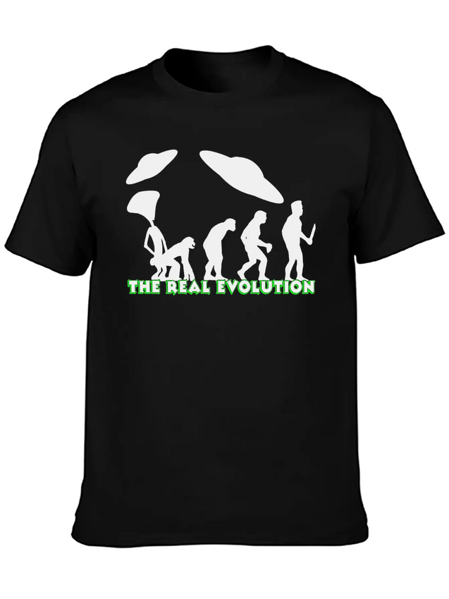 Alien Ufo EVOLUTION The Real Evolution Gift-Idea Lightweight Cotton T-Shirt – Daily Comfort Graphic Shirt