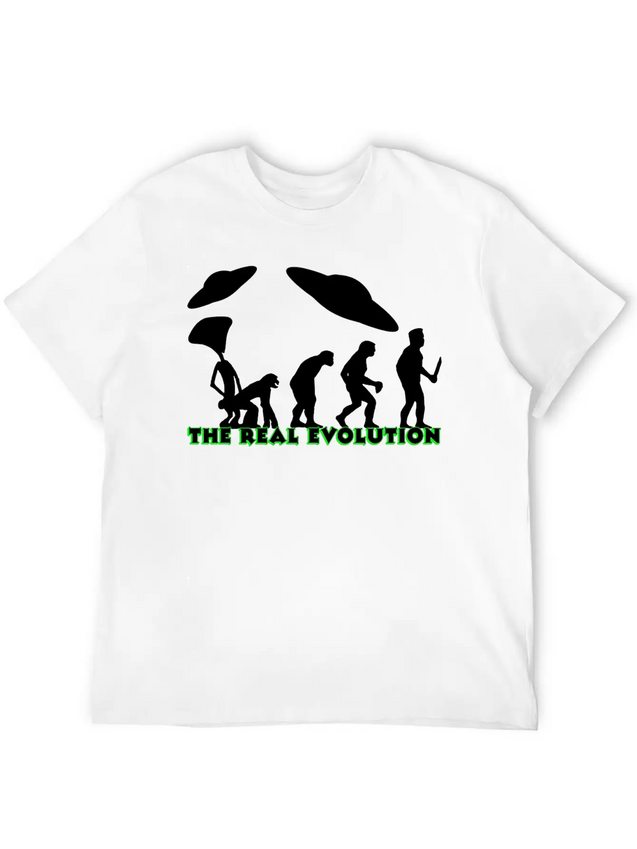 Alien Ufo EVOLUTION The Real Evolution Gift-Idea Lightweight Cotton T-Shirt – Daily Comfort Graphic Shirt